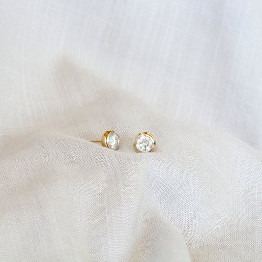 18ct White & Yellow Gold Tube Earrings