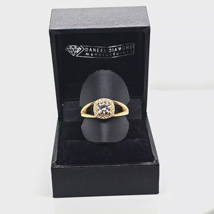 18ct Yellow Gold Diamond Halo Ring